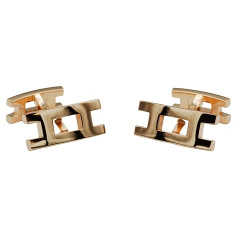 hermes silver h cufflinks|Hermes gold cufflinks 18k.